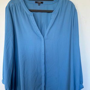 Carribean Blue 3/4 sleeve v neck blouse